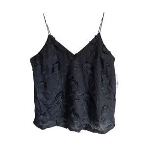 Ophelia Roe black embroidered cami tank top spaghetti straps whimsigoth Medium